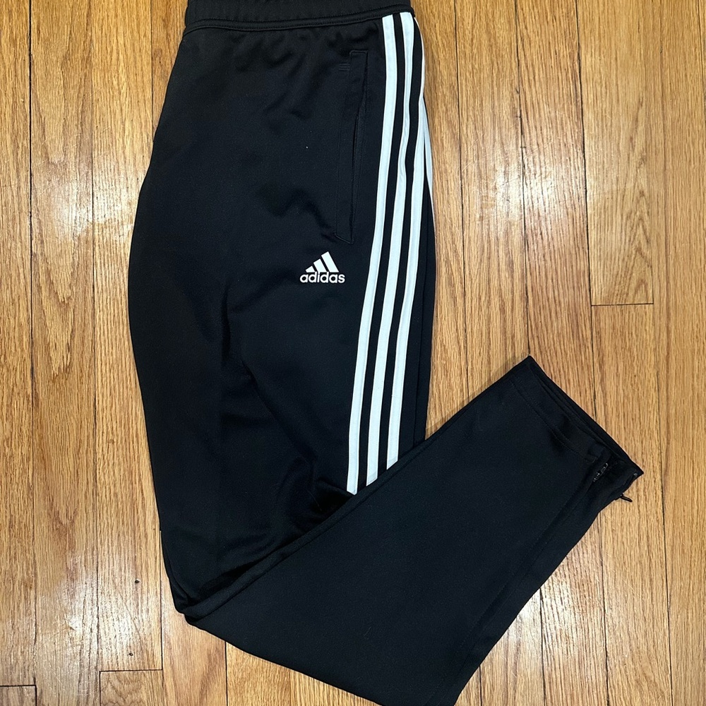Adidas Kids Black Joggers with White Stripes